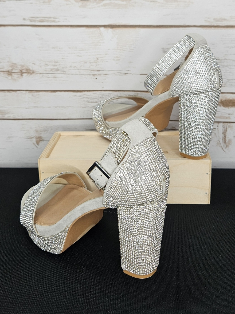 torrid Silver Rhinestone Platform Block Heel Sandals - Picture 5 of 8